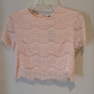 Forever 21 Blush Lace Crop Top